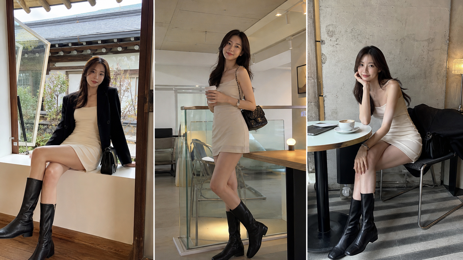 캐주얼하면서도 세련된 미니 드레스 스타일을 소화하는 여배우