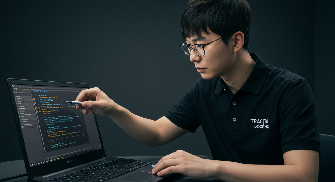 노트북에서 BIOS 설정에 접속 중인 IT 전문가