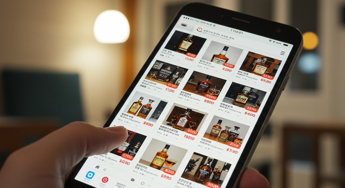 한국의 인기 중고거래 앱 인터페이스를 보여주는 스마트폰 화면