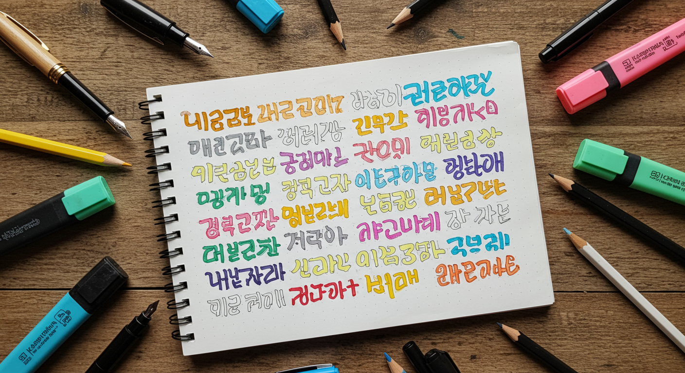다양한 글꼴과 색상으로 반복된 