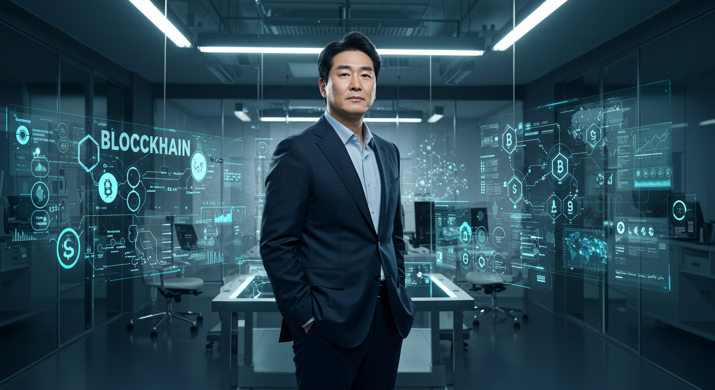 현대적인 사무실에서 디지털 계약과 첨단 기술 장비에 둘러싸여 있는 사업가