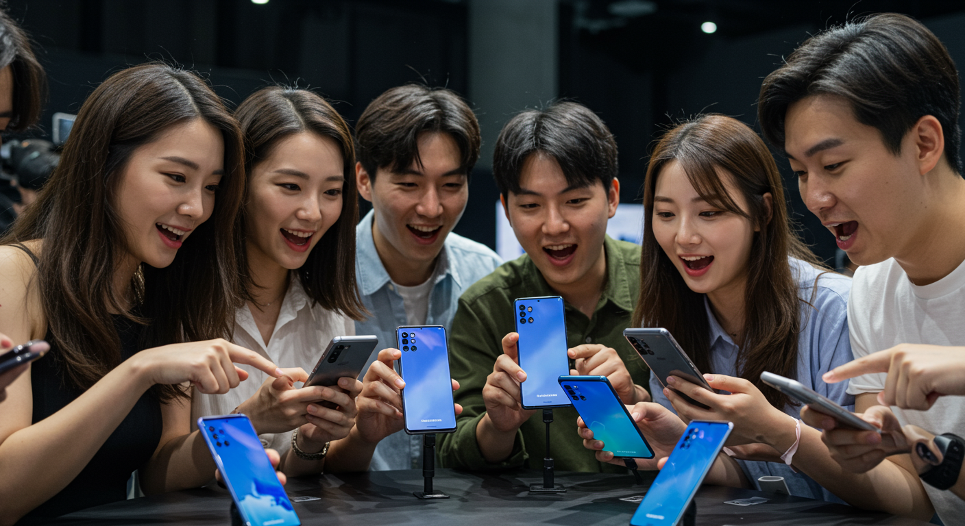 삼성 갤럭시S26을 새로 공개된 모습으로 둘러싼 한국의 기술 애호가들