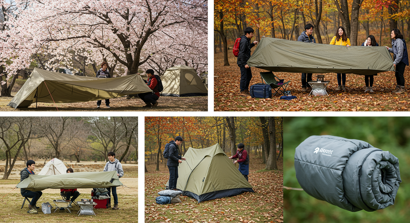 혁신적인 경량 슬리핑 시스템을 사용하는 한국인 캠퍼들