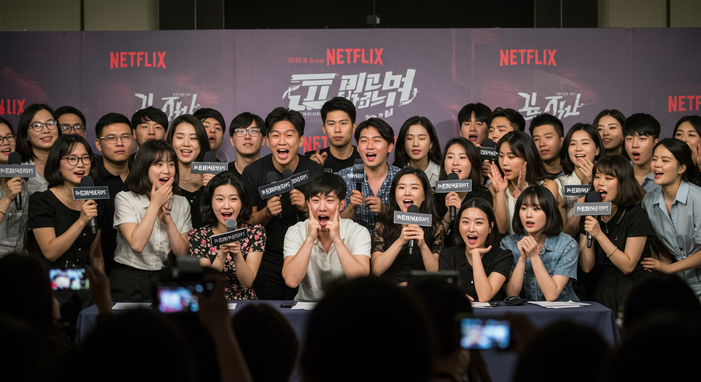 넷플릭스 드라마 캐스팅 발표 기자회견에서 흥분한 기자들의 반응