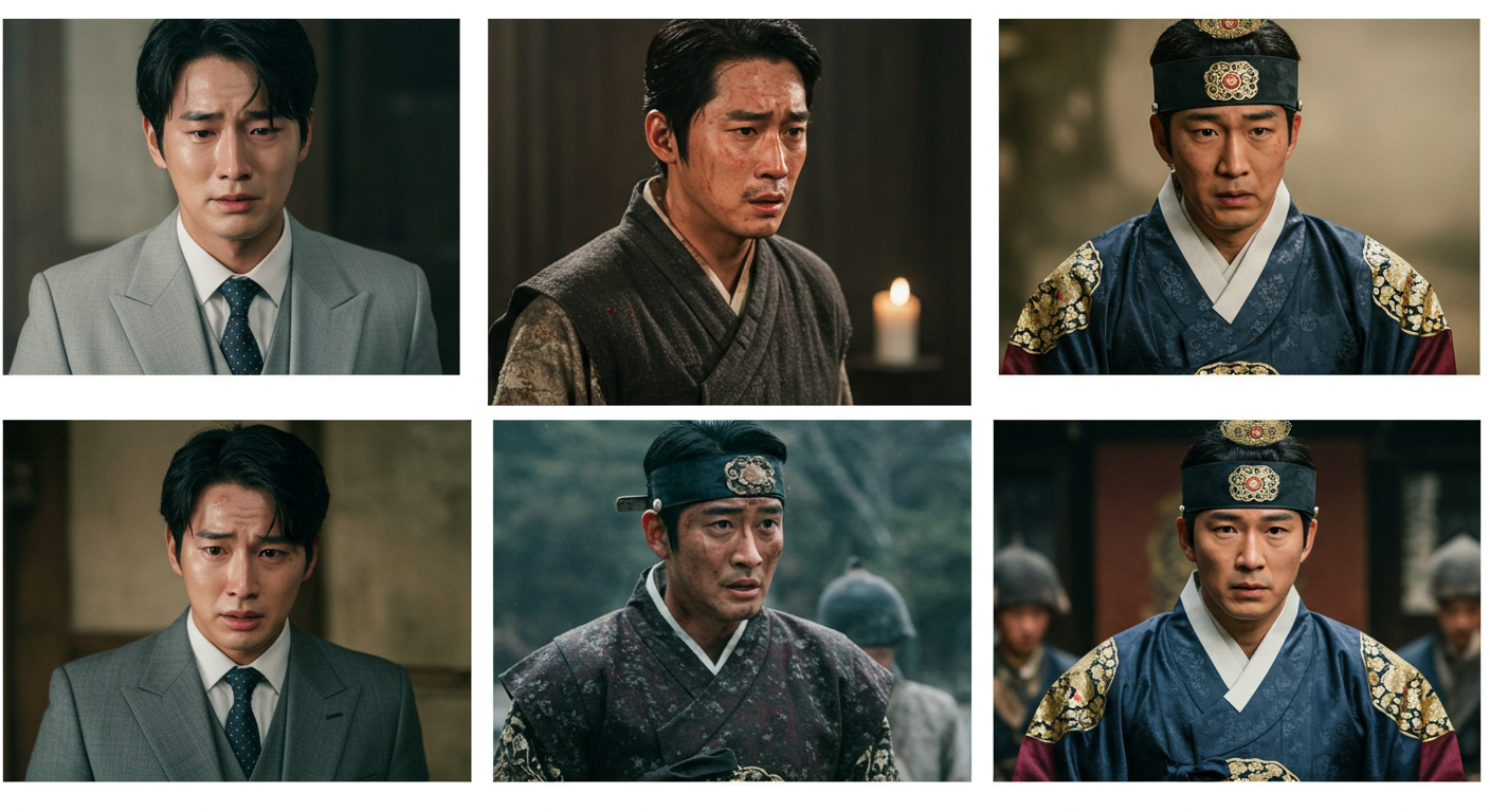 멜로드라마부터 사극까지 다양한 역할을 소화하는 배우의 모습
