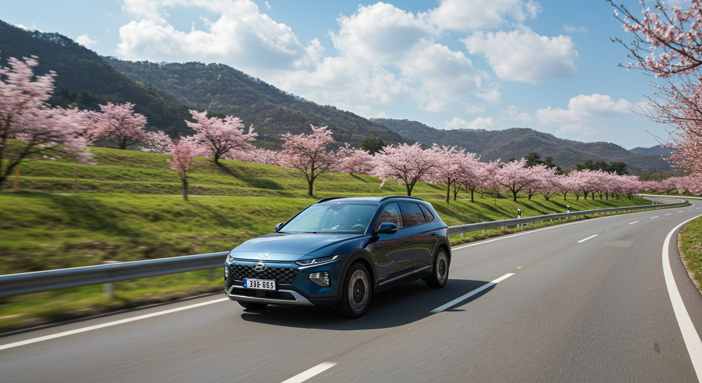 잘 포장된 고속도로에서 안정적인 주행 성능을 보이는 전기 SUV
