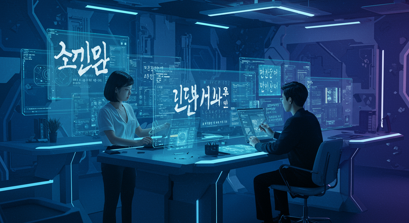 젠 세리프 폰트를 개발하는 디지털 작업실과 첨단 기술이 어우러진 창의적인 공간
