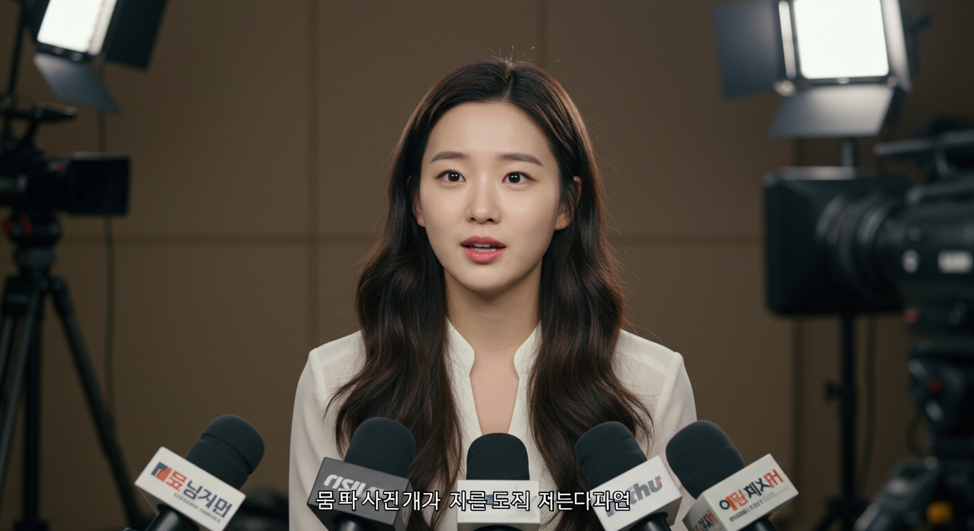 이상형에 대해 솔직히 이야기하는 젊은 한국 여배우의 인터뷰 장면