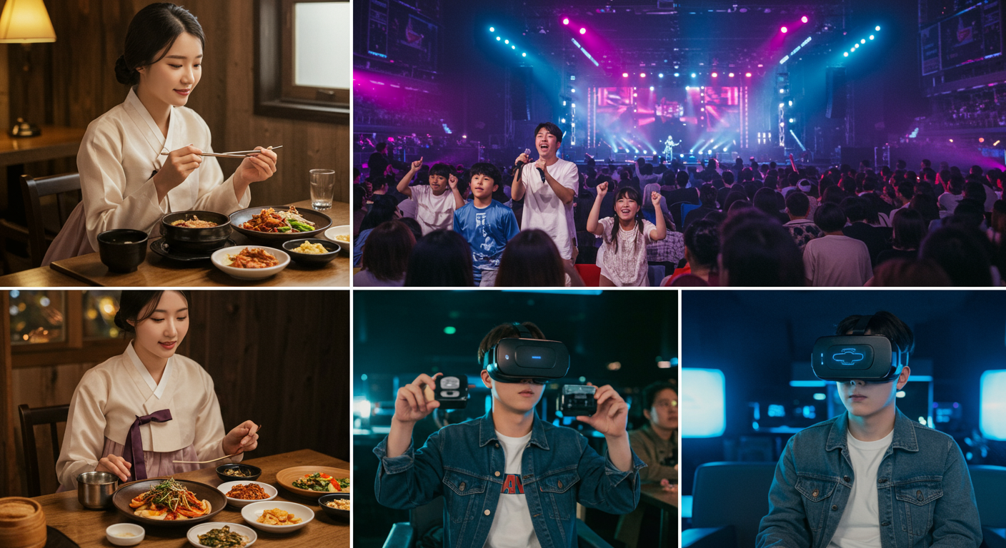 파인다이닝이나 콘서트 등 다양한 상황에서 만족감을 느끼는 모습