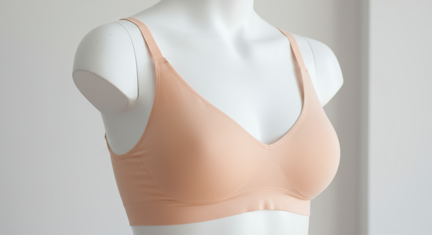 노 와이어 구조로 자연스러운 실루엣과 부드러운 소재가 돋보이는 브라렛 클로즈업