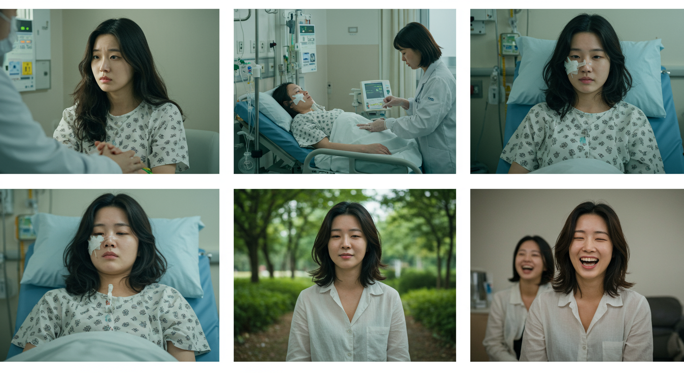 항암화학요법과 방사선 요법을 통해 회복 단계까지의 여정을 보여주는 한국인의 모습