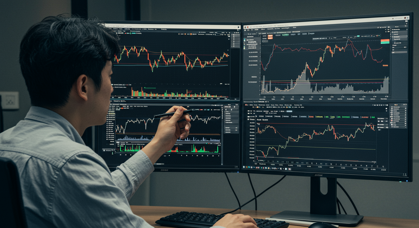 RSI와 MACD 지표를 활용하여 거래 플랫폼에서 분석 중인 기술 분석가