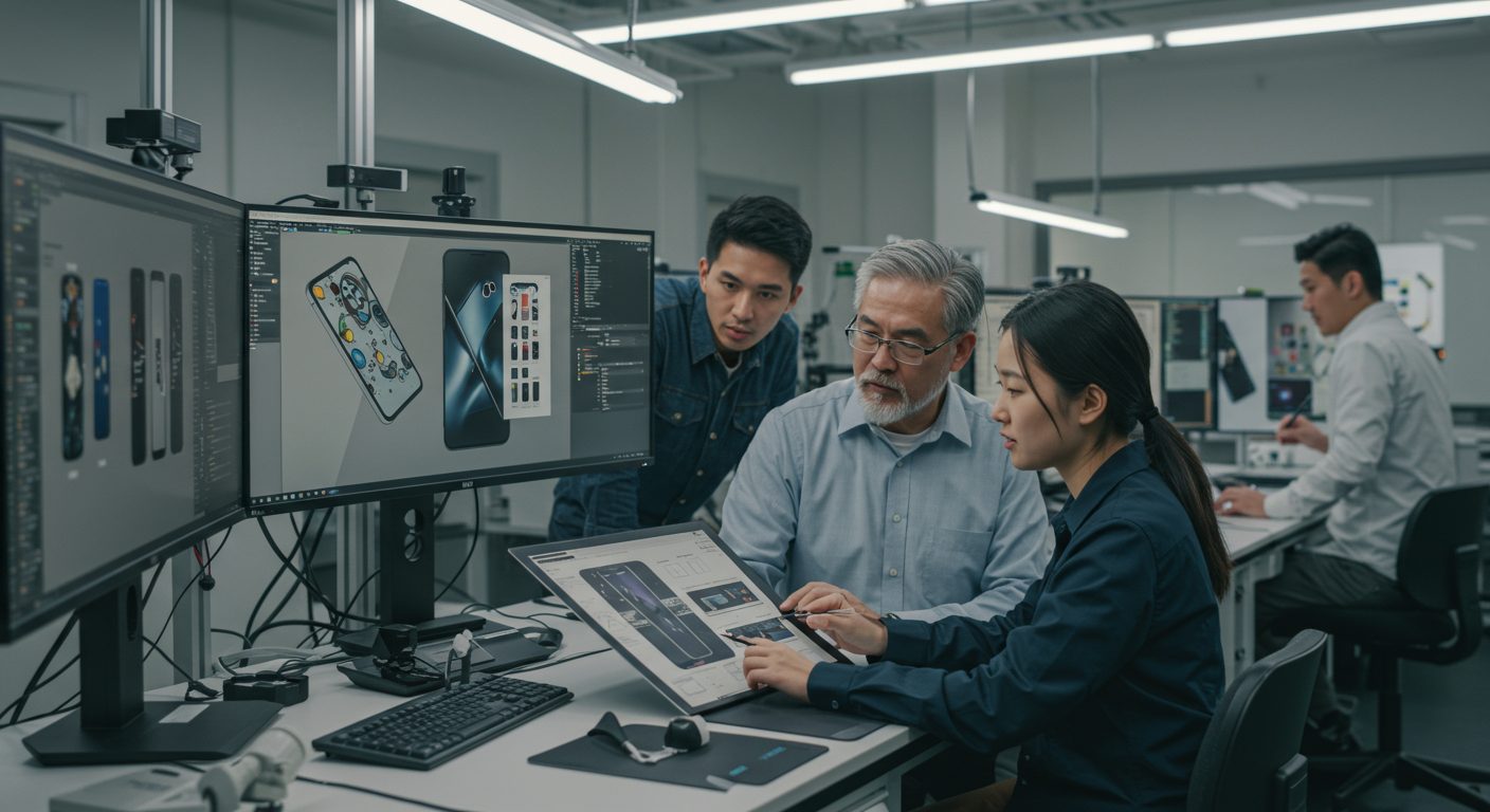 스마트폰 설계를 진행 중인 한국 엔지니어들의 모습
