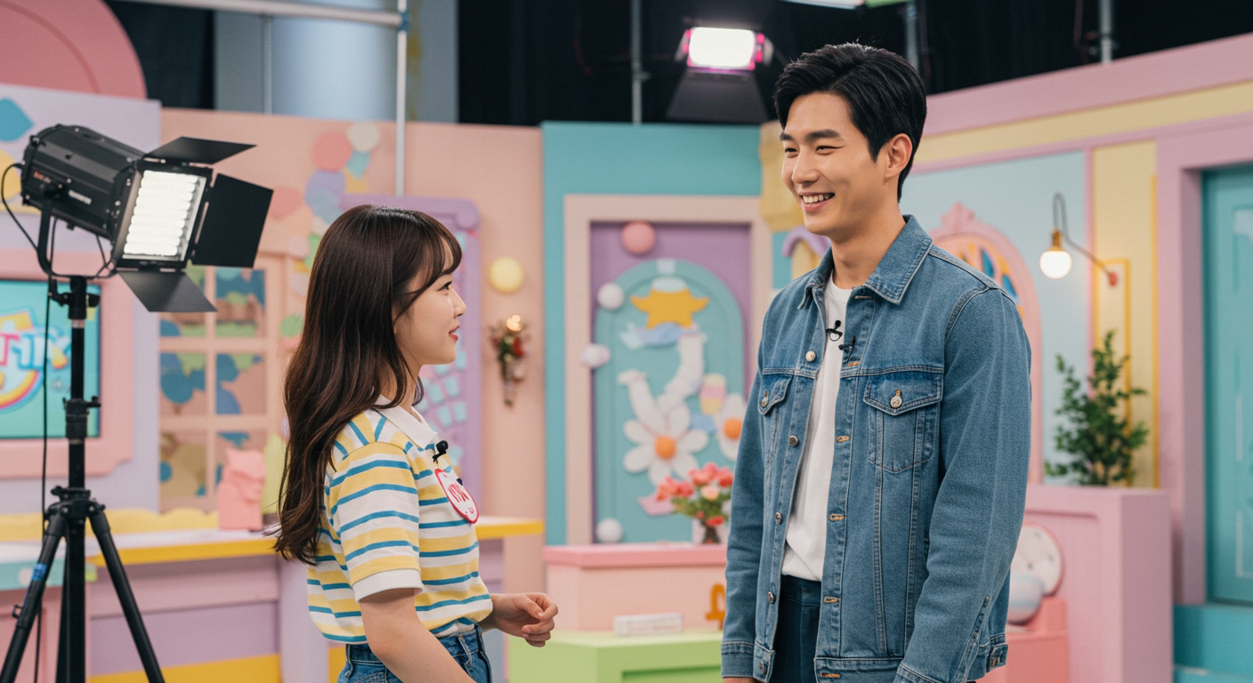 스튜디오에서 첫 만남을 가진 두 배우의 모습