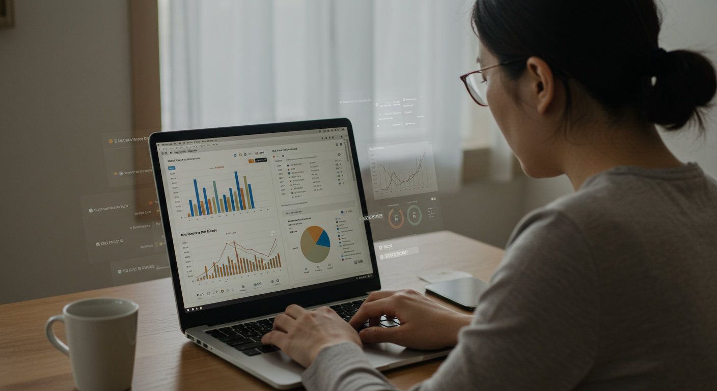 최신 스마트폰 구매를 위한 전략을 세우고 있는 소비자의 모습