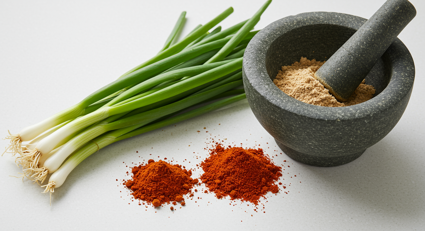 쪽파김치를 위한 재료들이 가지런히 놓여진 모습