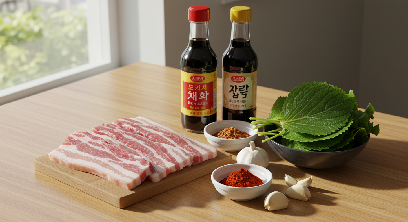 완벽한 김치찌개를 위해 정갈하게 배치된 재료들