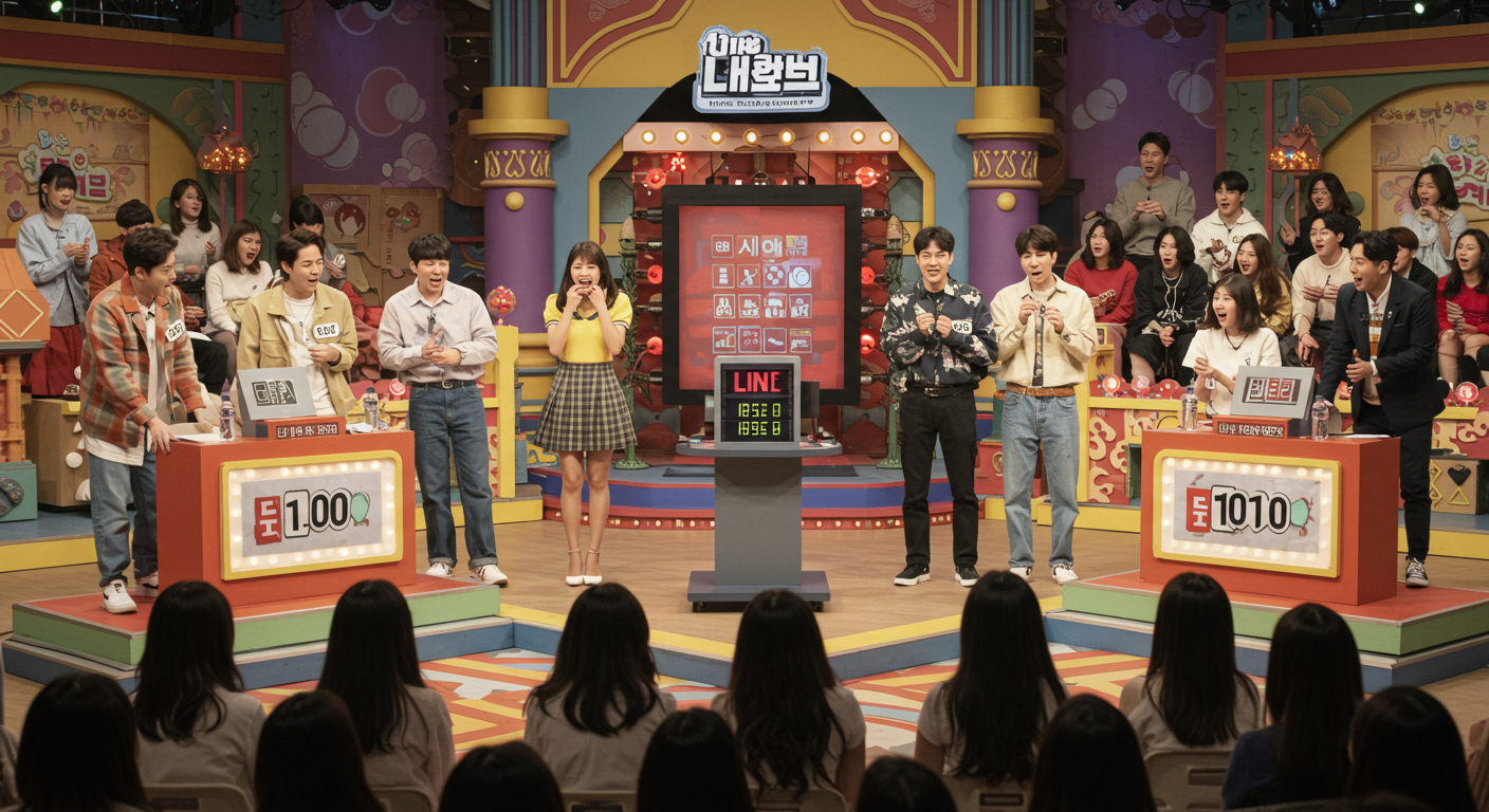 SBS 런닝맨 세트장에서 활기찬 게임 장면