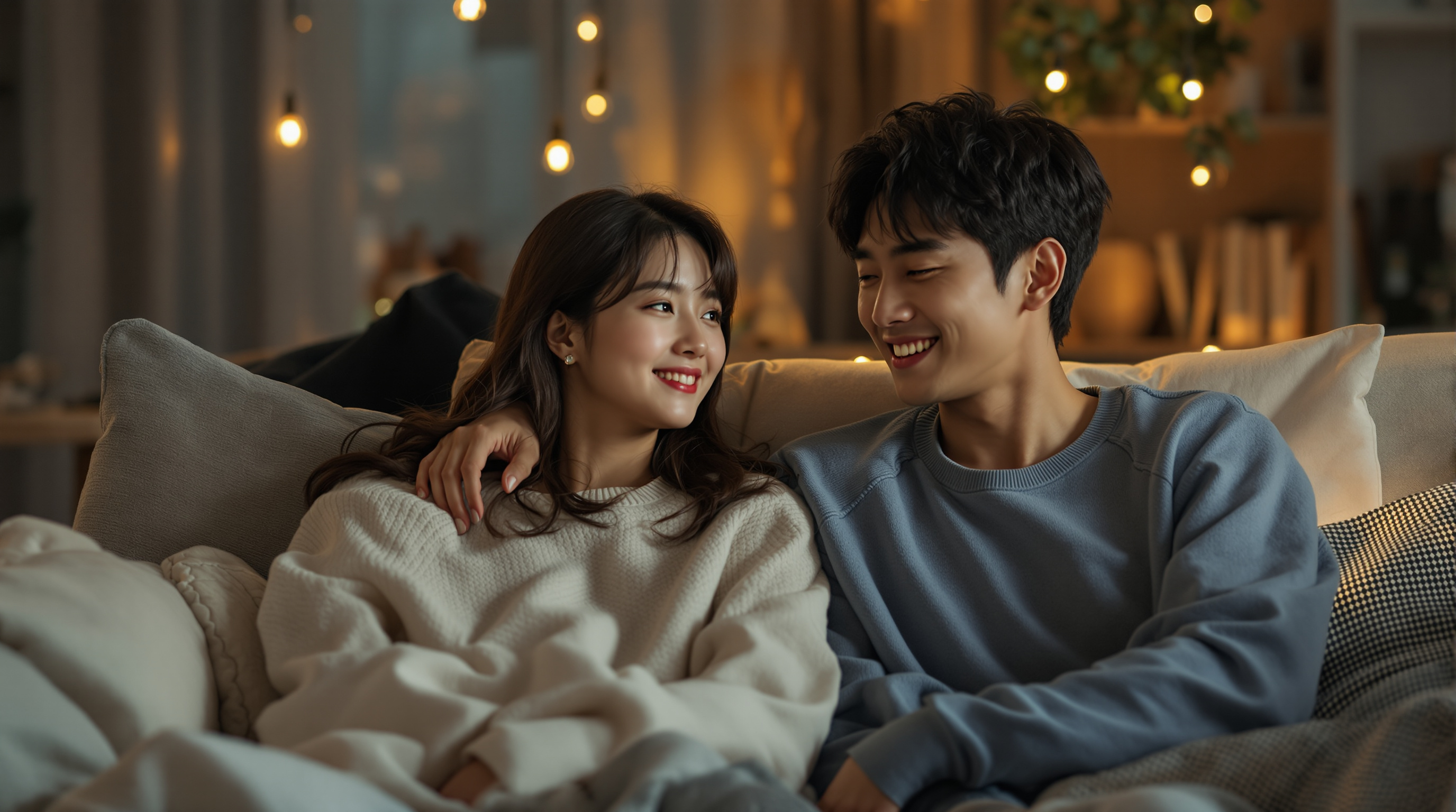 아늑한 집에서 편안한 저녁 시간을 보내는 이선빈과 이광수