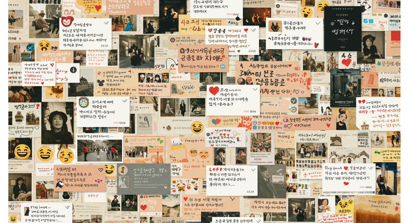 영향력 있는 작가에 대한 추모와 위로 메시지로 가득 찬 한국 소셜 미디어 피드