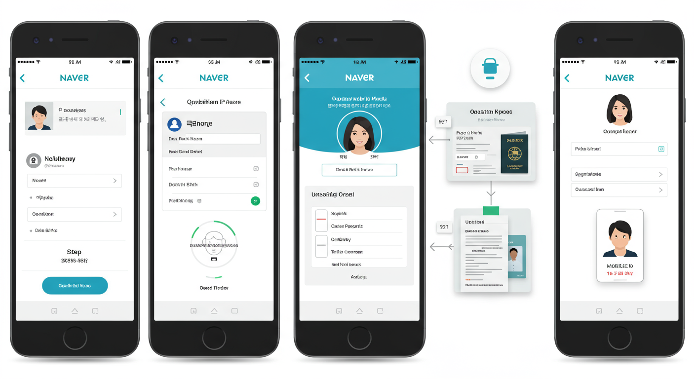 네이버 앱에서 모바일 ID를 획득하는 단계별 과정 중인 한국 사용자