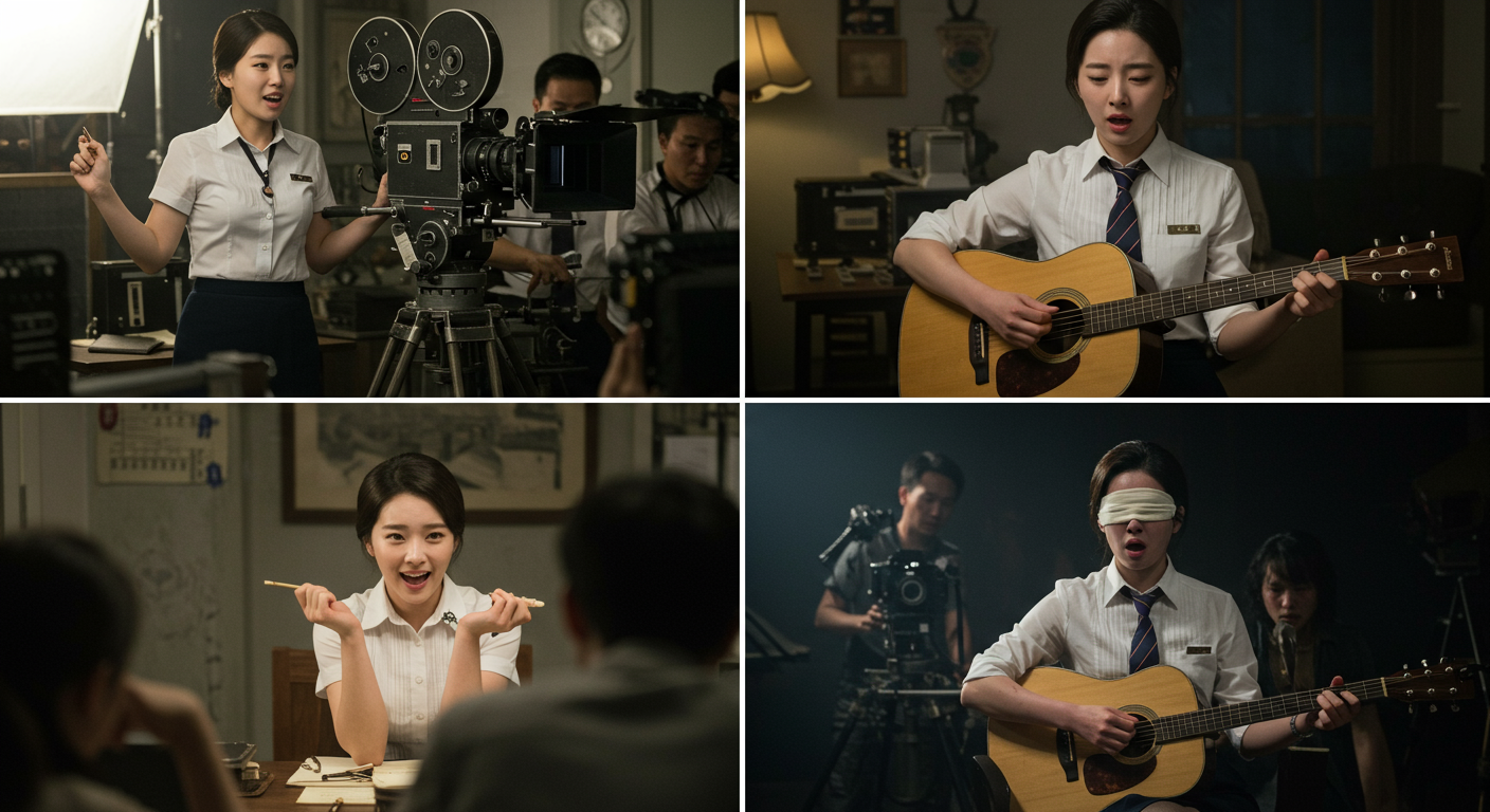 사무실 인턴부터 뮤지컬 맹인 캐릭터까지 다양한 역할 소화하는 모습