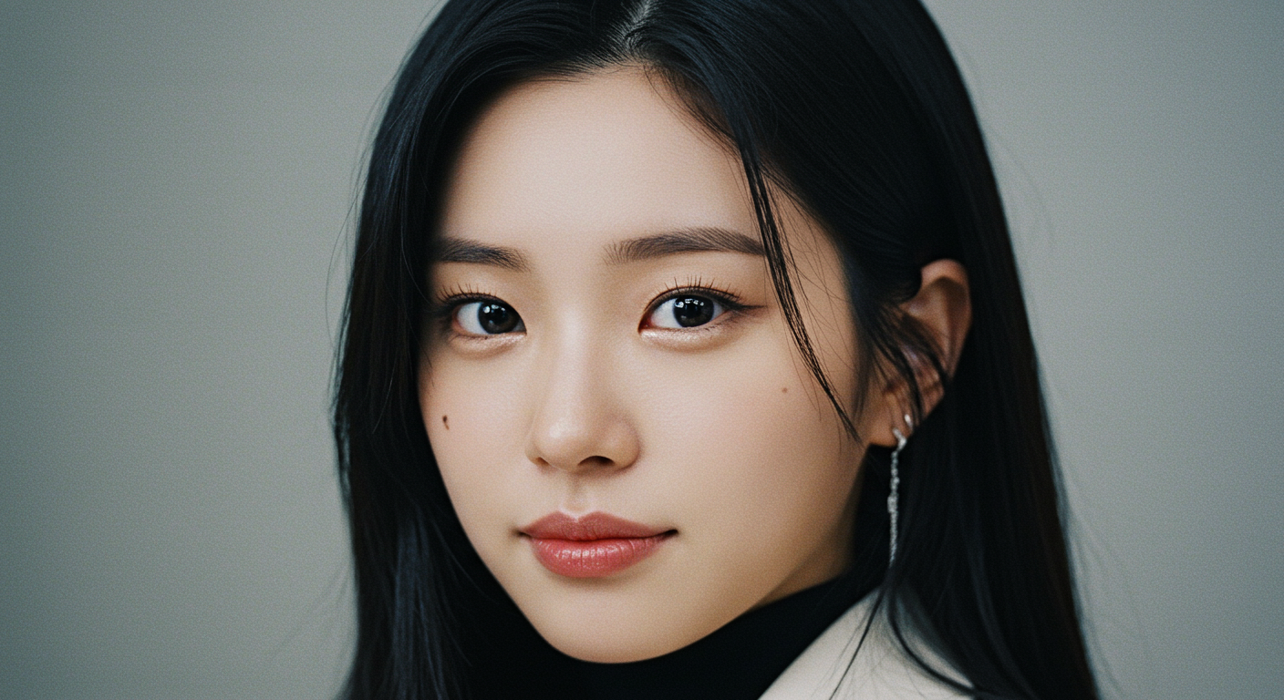 유명 배우와 놀라운 닮음을 보이는 매력적인 오라와 카리스마를 지닌 여배우 클로즈업 초상화