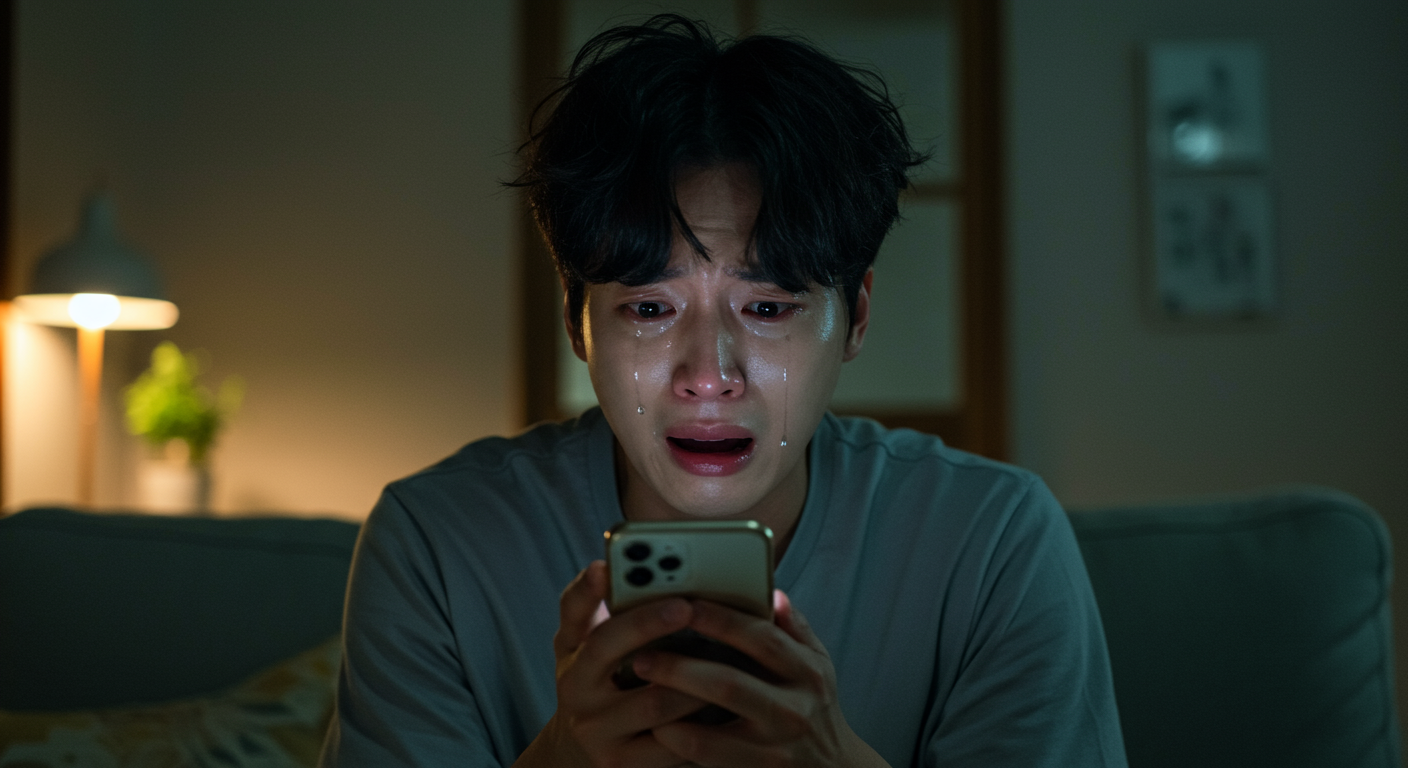 집에서 나쁜 소식을 접하고 충격받은 사람