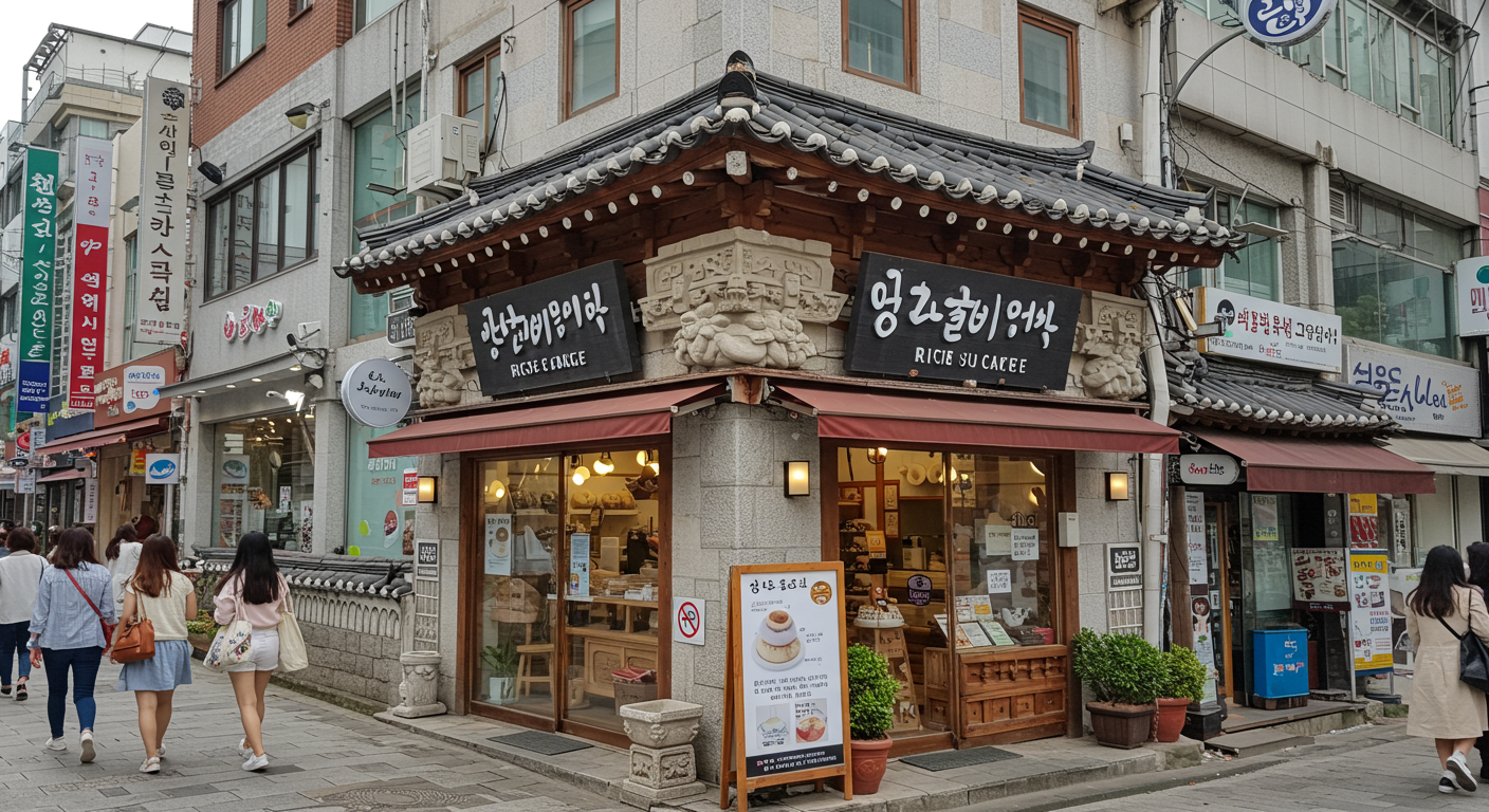 서울 압구정 로데오역 근처의 전통 떡 전문점 외관