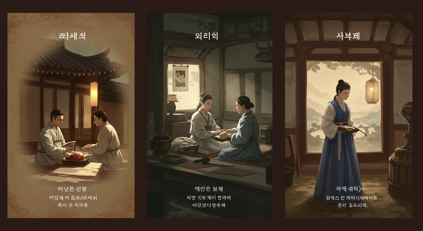 '야릇하다', '괴상야릇하다', '오묘하다' 등의 미세한 차이를 보여주는 비교 차트