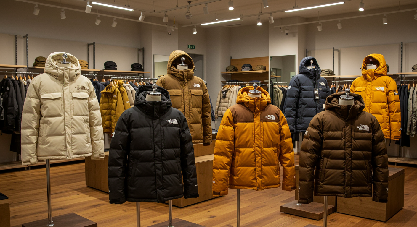 크림베이지와 모카브라운 등 다양한 컬러로 진열된 패딩