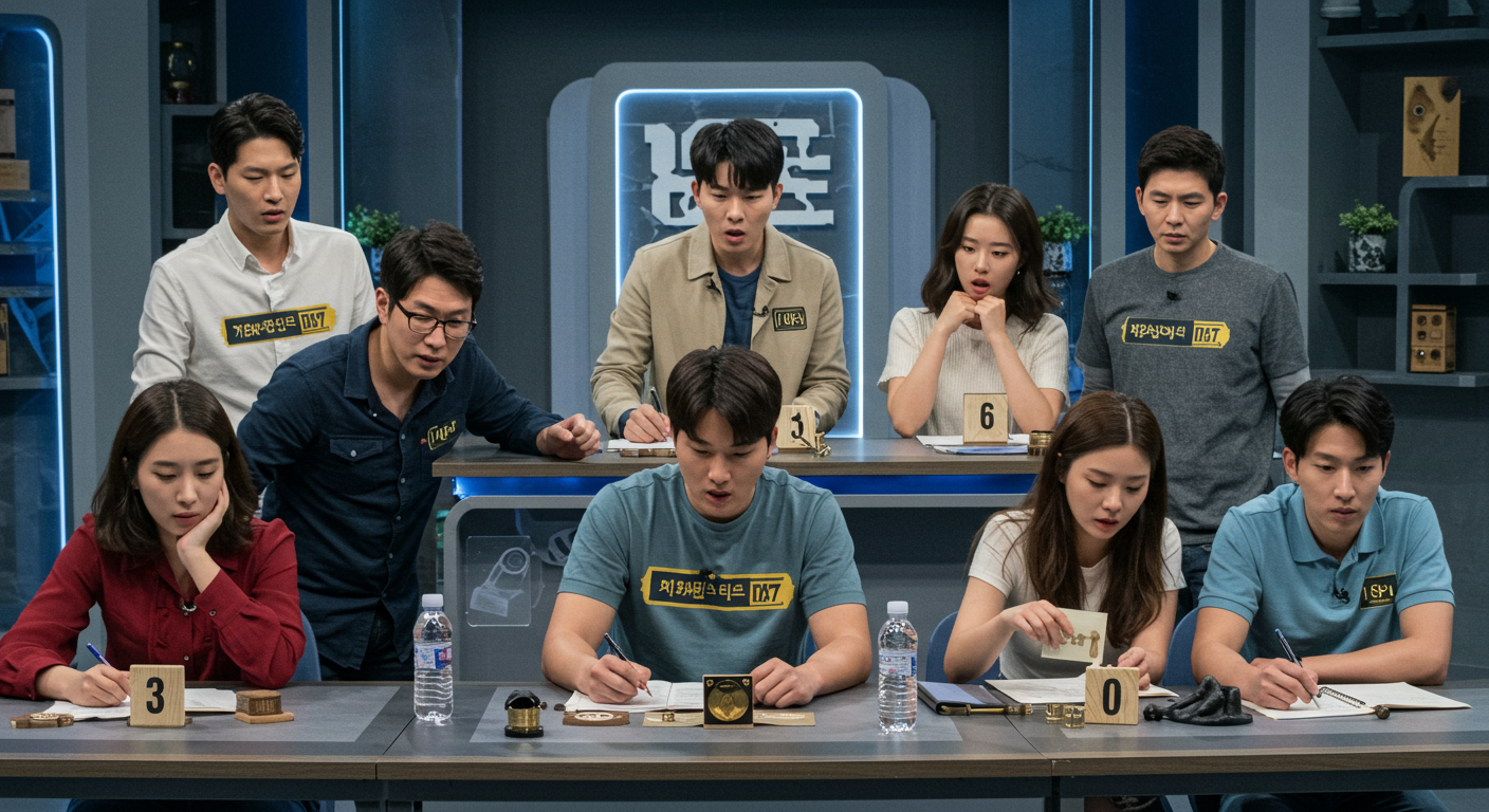 우아한 스튜디오에서 미스터리를 푸는 한국 출연진들
