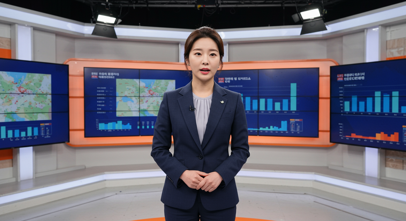 대선 생중계를 진행하며 정치적 소통에 집중하는 여성