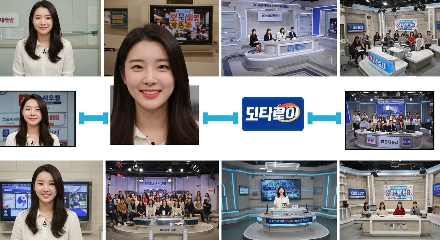 지역 방송국에서 전국 방송국으로 성장하는 젊은 방송인의 커리어 진행 모습