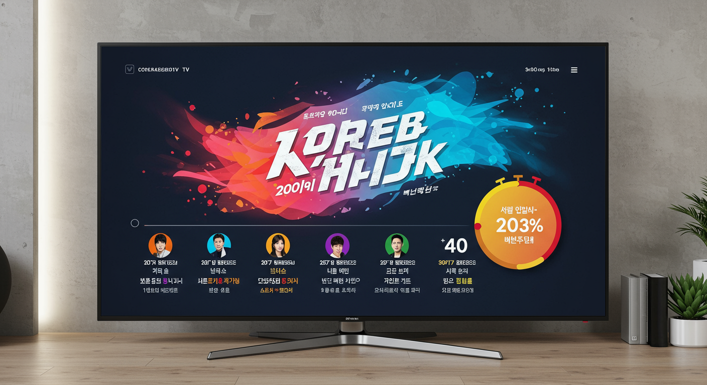현대적인 TV 화면에 표시된 한국 드라마 방송 일정