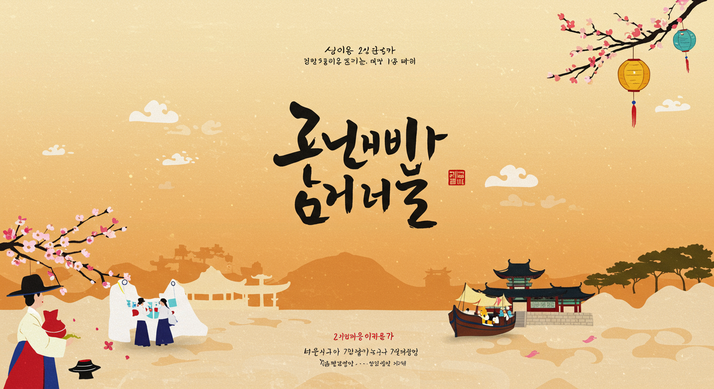 진주시를 상징하는 따뜻한 색감과 조화로운 테마의 앨범 커버 디자인