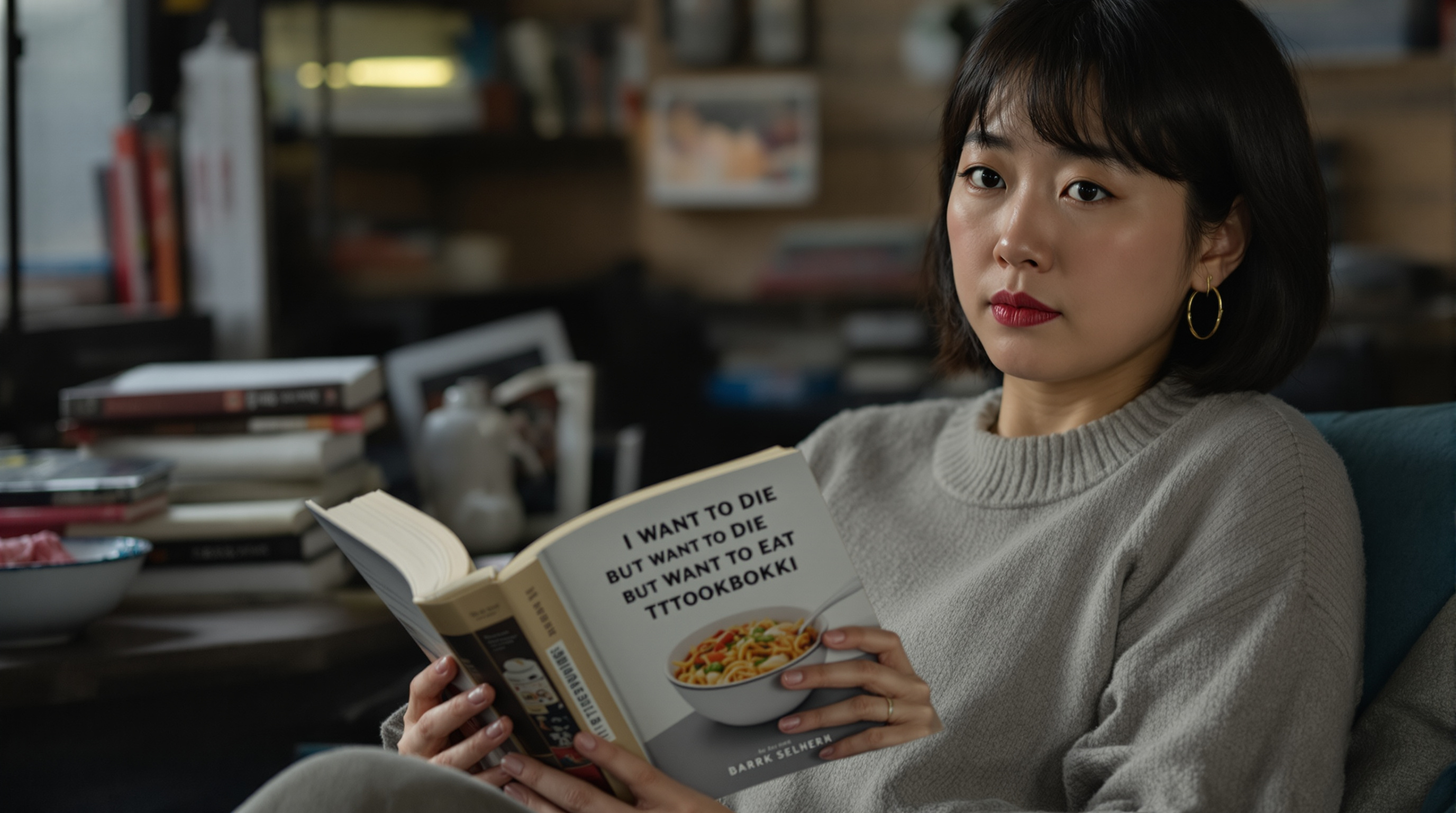 백세희 작가와 그녀의 책을 함께 담은 초상화