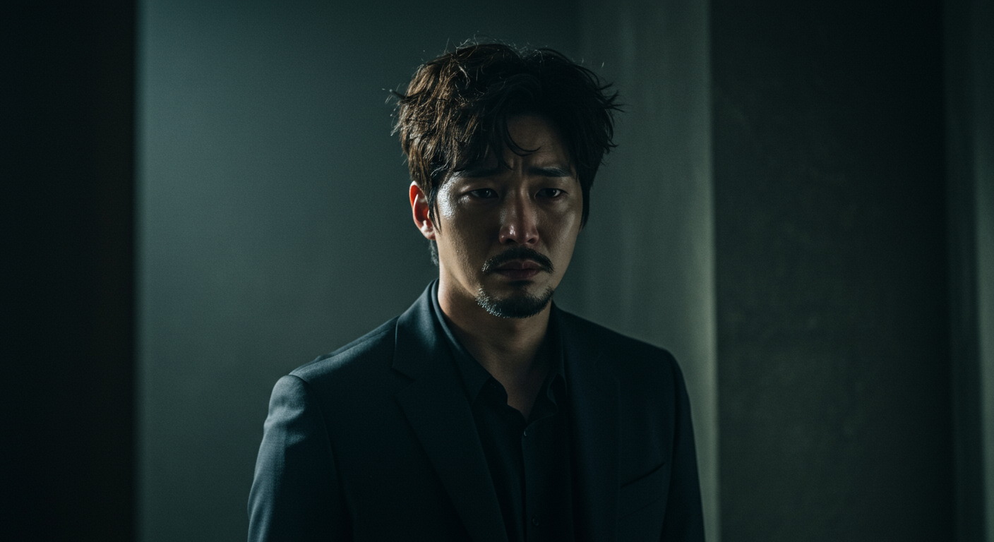 정체성 혼란을 겪고 있는 캐릭터를 연기하는 배우의 감정적인 모습