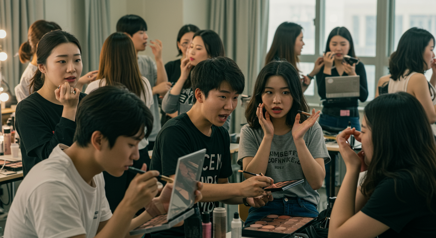 연기 및 미용 예술 워크숍에 참여하는 다양한 학생들