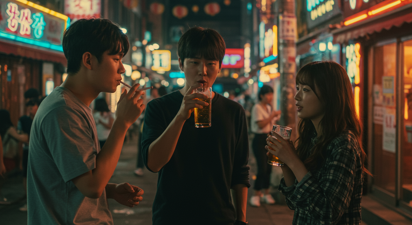 도심 환경에서 음주와 흡연 등 불건전한 생활습관을 가진 젊은 성인들