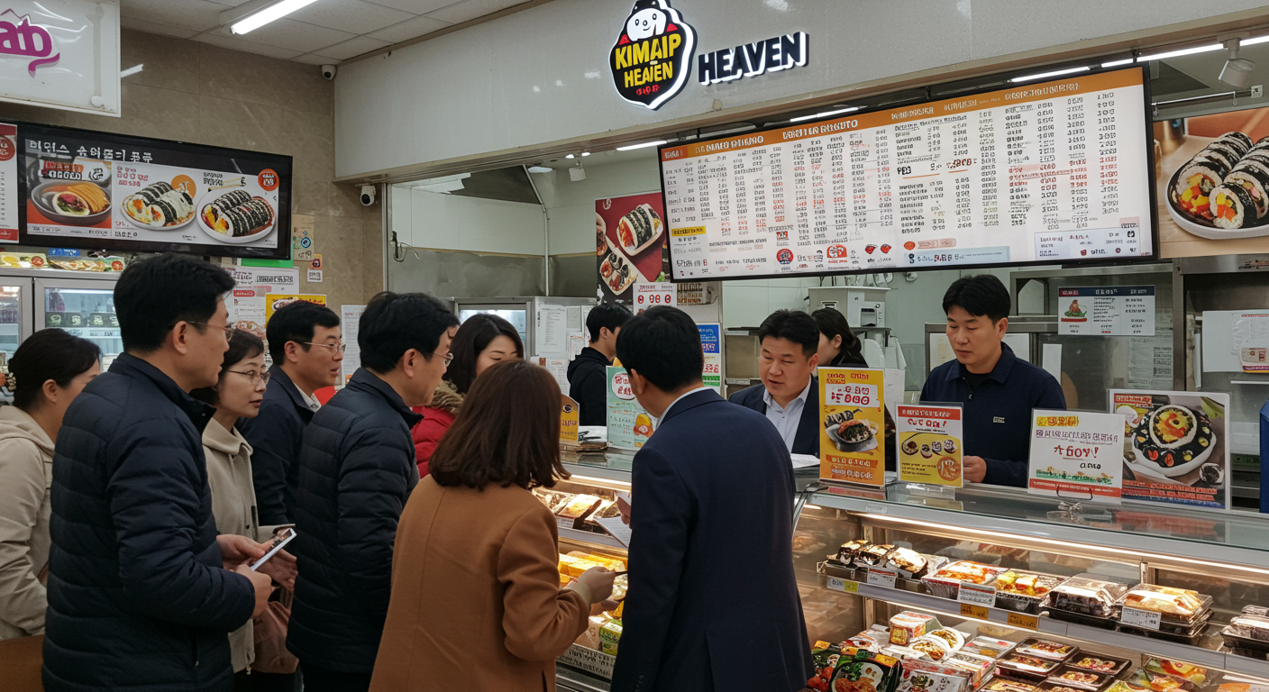 메뉴 가격표를 바라보는 고객들의 모습과 오른 가격