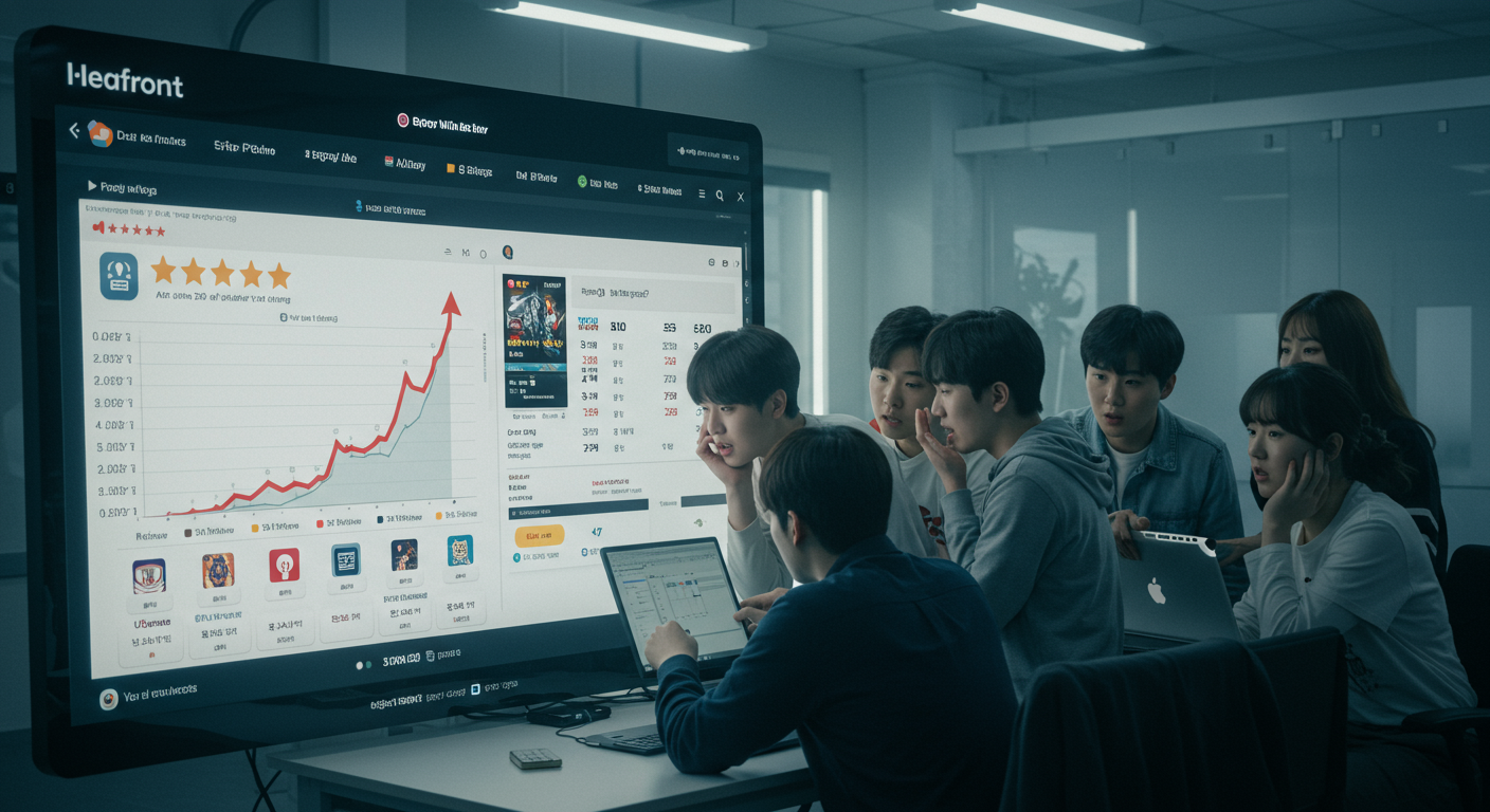 갑작스럽게 긍정적 리뷰가 증가한 게임의 스토어 평점을 분석하는 사용자들