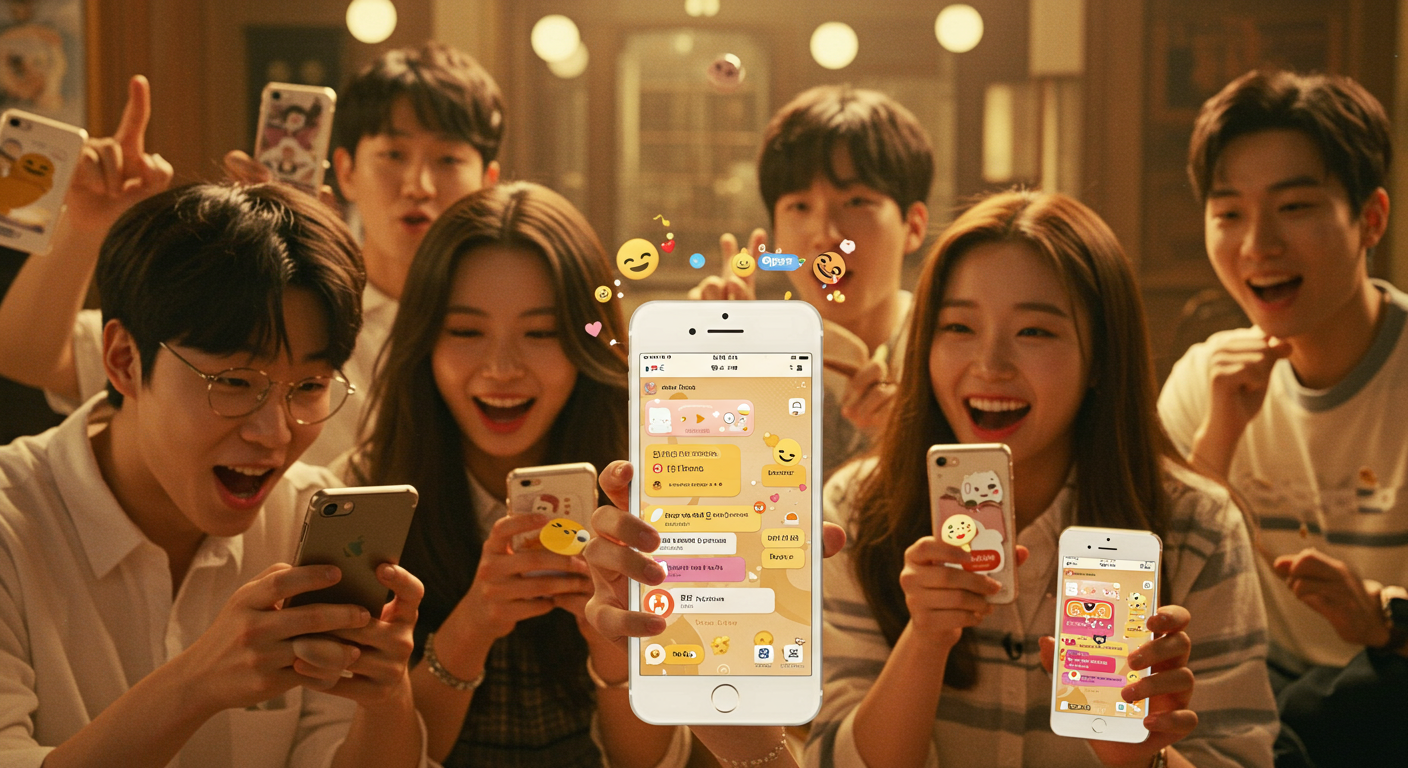 SNS에서 새로운 카카오톡 테마에 대해 열광하는 젊은 사용자들