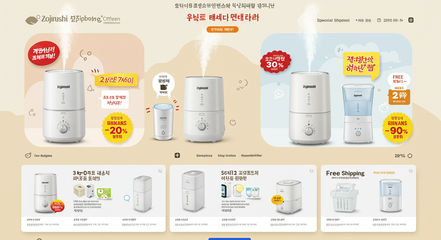 온라인 쇼핑 플랫폼에서 할인 중인 조지루시 가습기 목록
