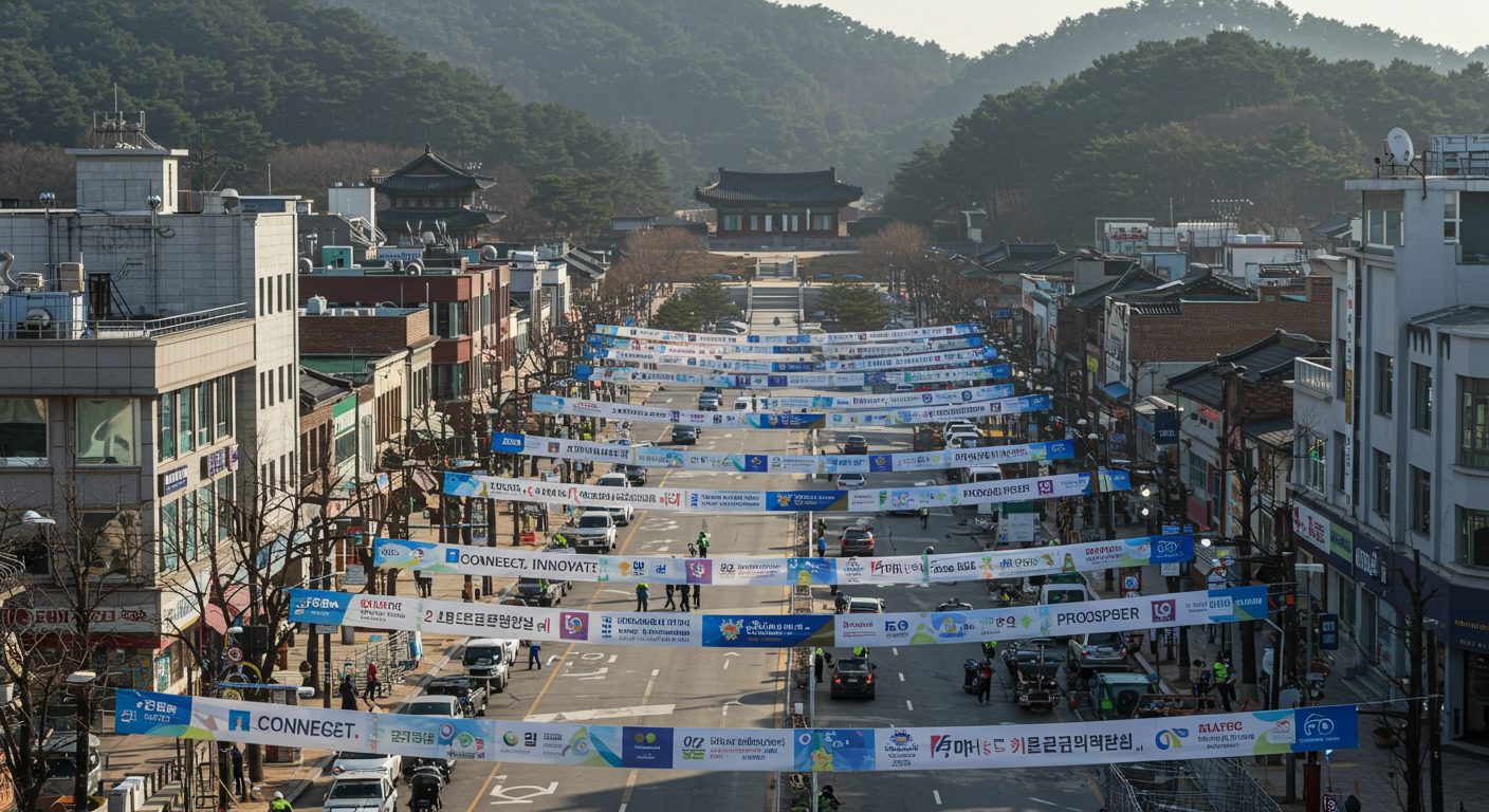 경주시 전경과 함께 2025년 APEC 정상회의 준비 모습