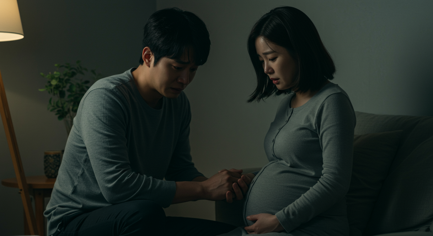 감정적으로 힘든 순간을 맞이한 젊은 부부의 모습