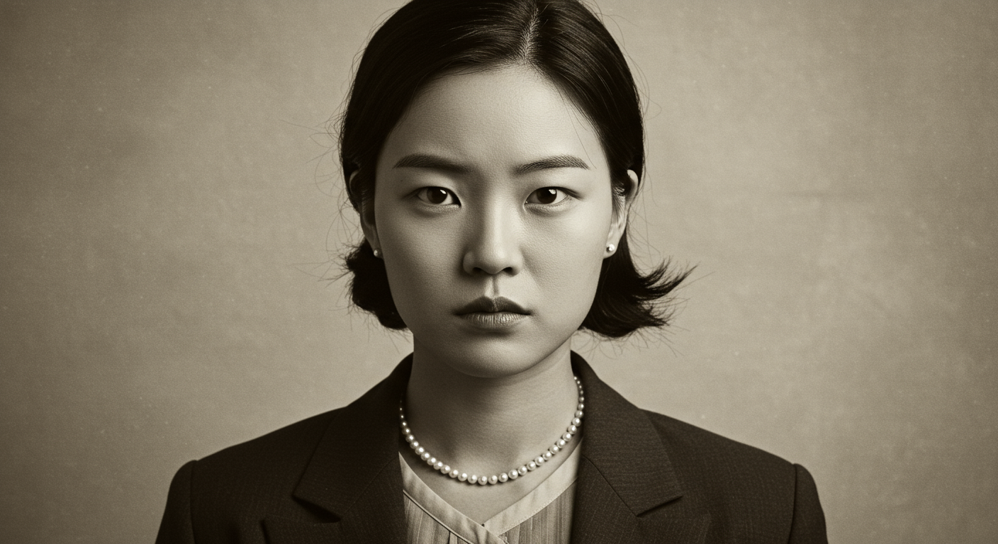 강한 눈빛을 가진 한국 여성의 초상화