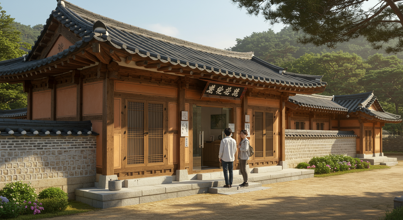 경주에 위치한 현대적 요소를 가미한 전통 한약 클리닉 외관