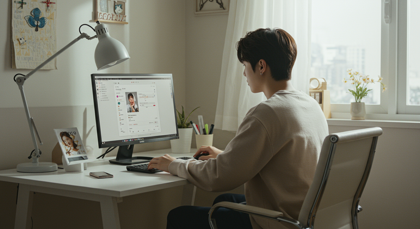 PC에서 안드로이드 에뮬레이터를 사용하는 청년