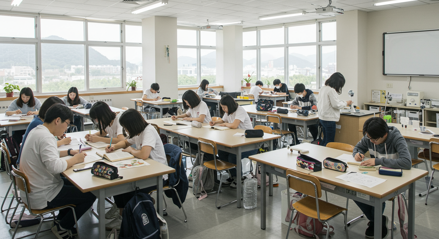 인문계와 자연계 과제를 각각 수행하는 교실 내 다양한 학생 그룹